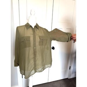 Rue 21 Sheer Ladies Blouse Khaki Size XL